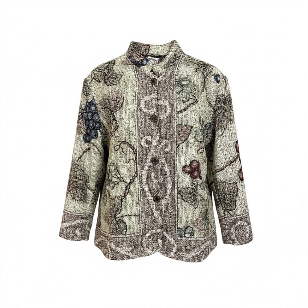 Sugar Street Weavers Jacket Large Multicolor Woven Tapestry Cardigan